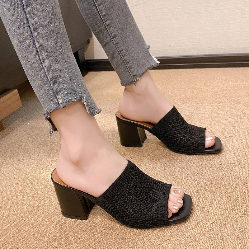 Stricksandalen mit Blockabsatz