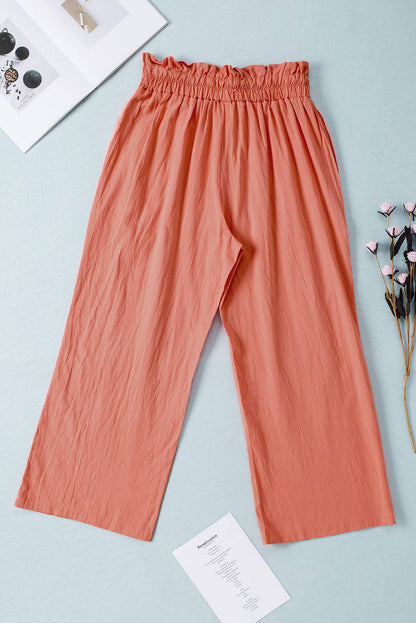 Drawstring Paperbag Waist Wide Leg Pants - Siennasass