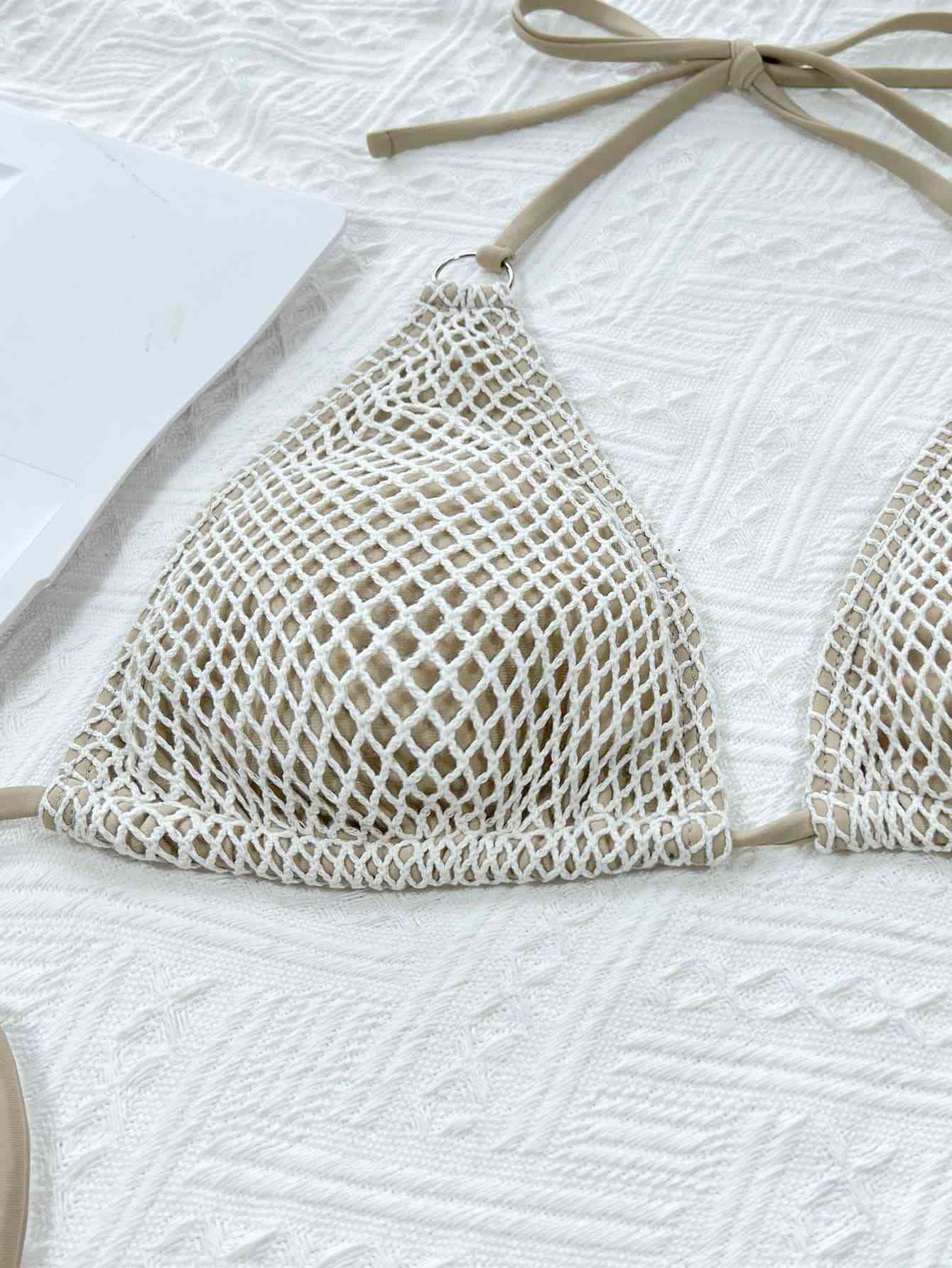 Halter Neck Tie Back Bikini Set - Siennasass