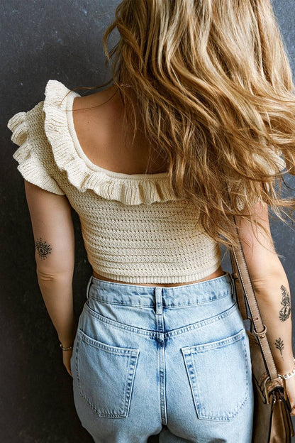 Ruffled Scoop Neck Knit Top - Siennasass