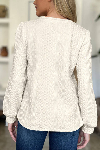 Strukturiertes Langarm-Sweatshirt mit Rundhalsausschnitt