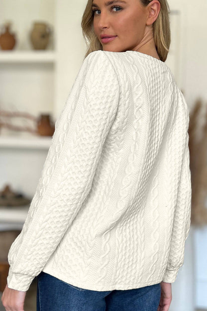 Strukturiertes Langarm-Sweatshirt mit Rundhalsausschnitt