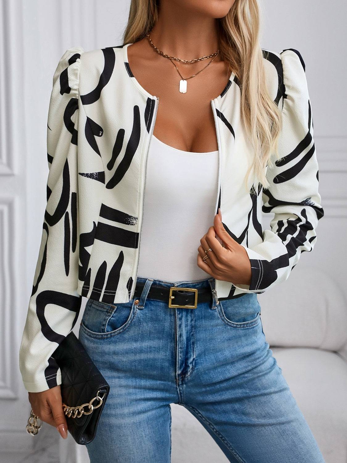 Langärmlige Jacke mit Reißverschluss