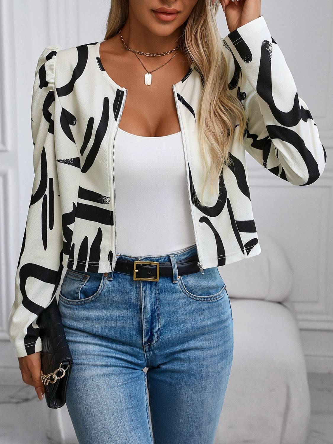 Langärmlige Jacke mit Reißverschluss