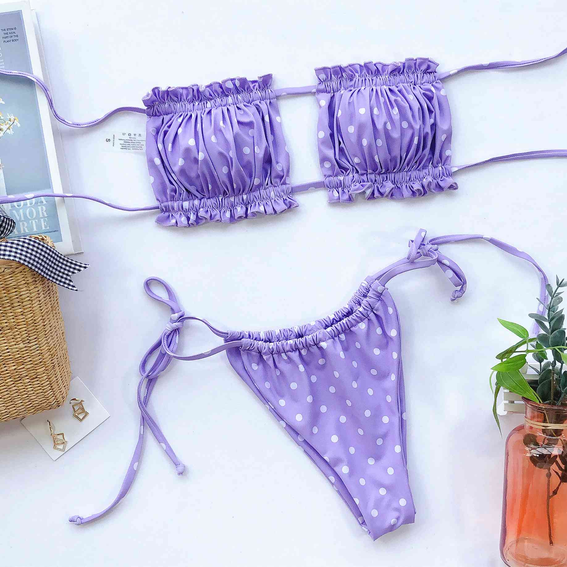 Frill Trim Ruched Bikini Set - Siennasass