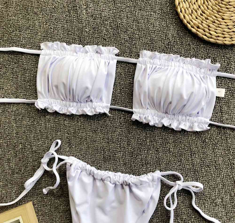Frill Trim Ruched Bikini Set - Siennasass