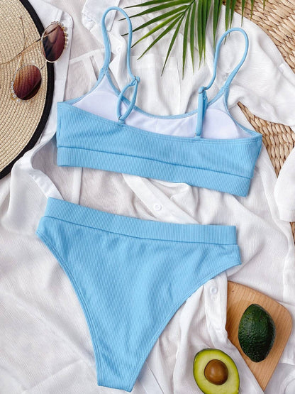 Scoop Neck Spaghetti Strap Two-Piece Swim Set - Siennasass