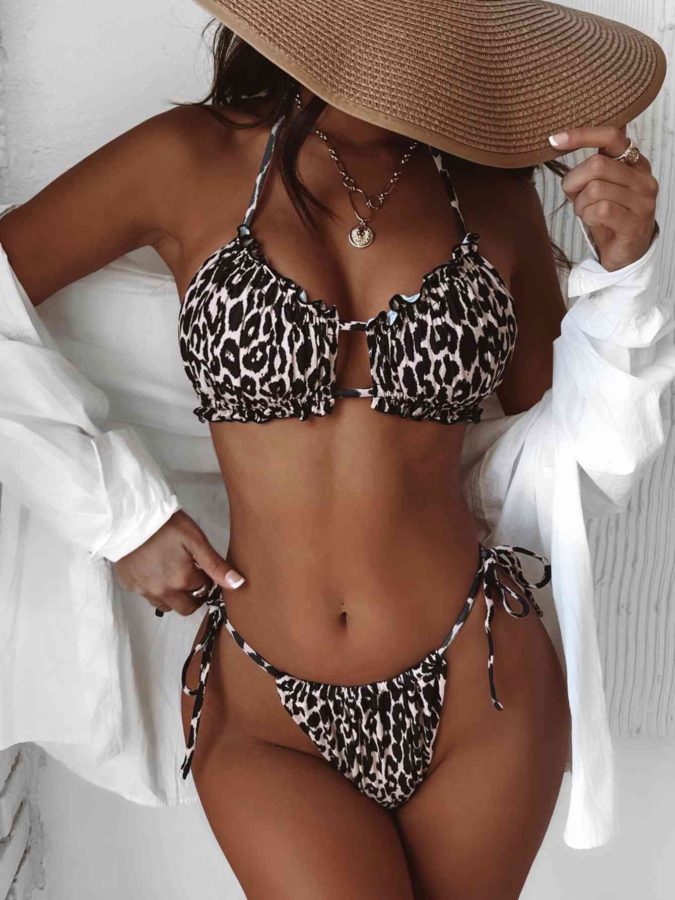 Frill Trill Halter Neck Bikini Set - Siennasass