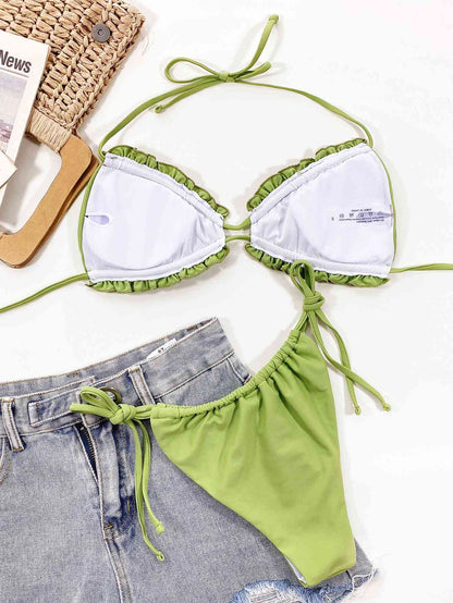 Frill Trill Halter Neck Bikini Set - Siennasass