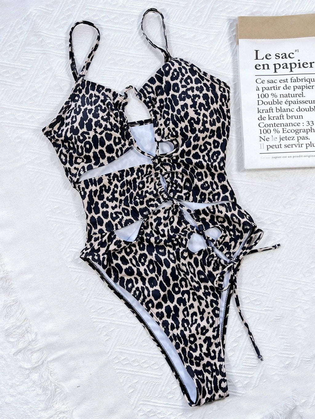 Leopard Cutout Tied One-Piece Swimsuit - Siennasass