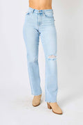 Judy Blue Full Size High Waist Distressed Straight Jeans - Siennasass