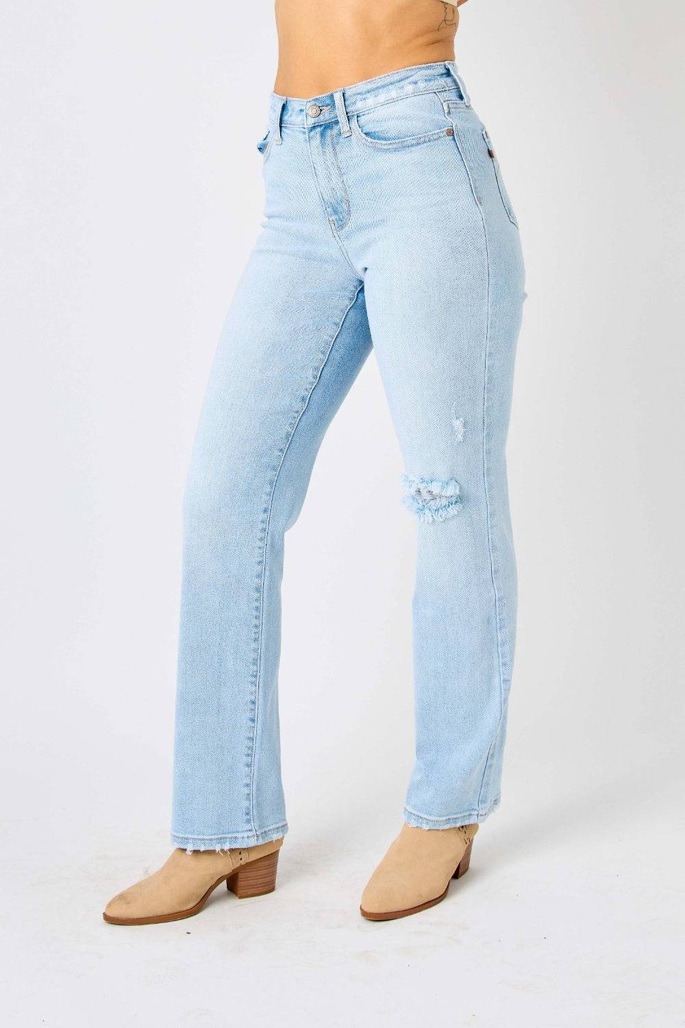 Judy Blue Full Size High Waist Distressed Straight Jeans - Siennasass