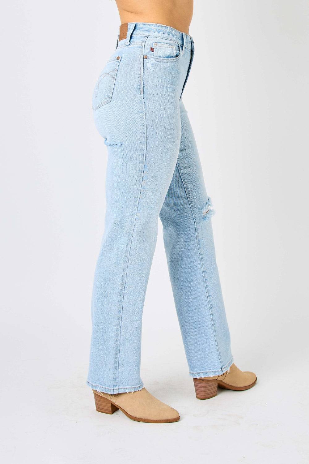 Judy Blue Full Size High Waist Distressed Straight Jeans - Siennasass