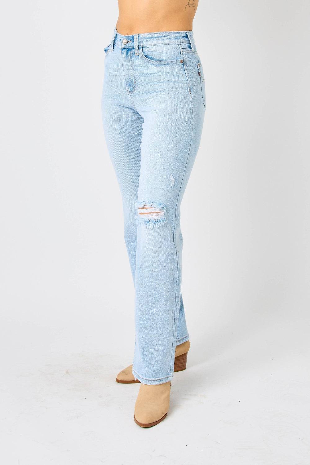 Judy Blue Full Size High Waist Distressed Straight Jeans - Siennasass