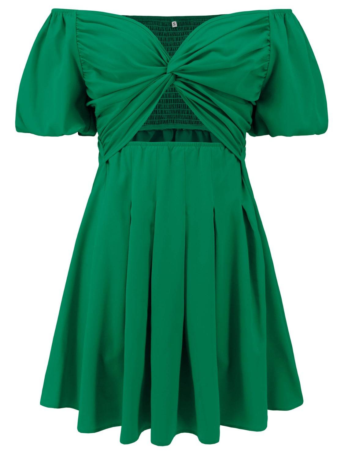 Cutout Twisted Off-Shoulder Short Sleeve Dress - Siennasass