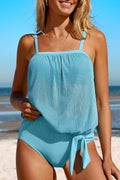 Square Neck Spaghetti Strap Tankini Set - Siennasass