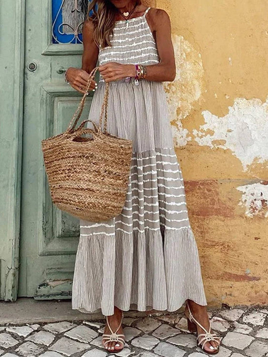 Tiered Striped Sleeveless Cami Dress - Siennasass