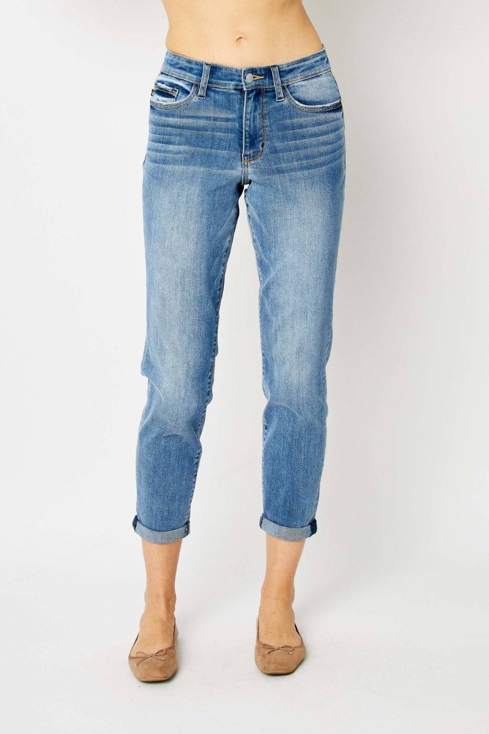 Judy Blue Full Size Cuffed Hem Slim Jeans - Siennasass