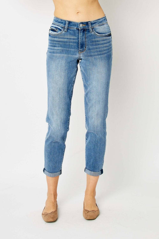 Judy Blue Full Size Cuffed Hem Slim Jeans - Siennasass
