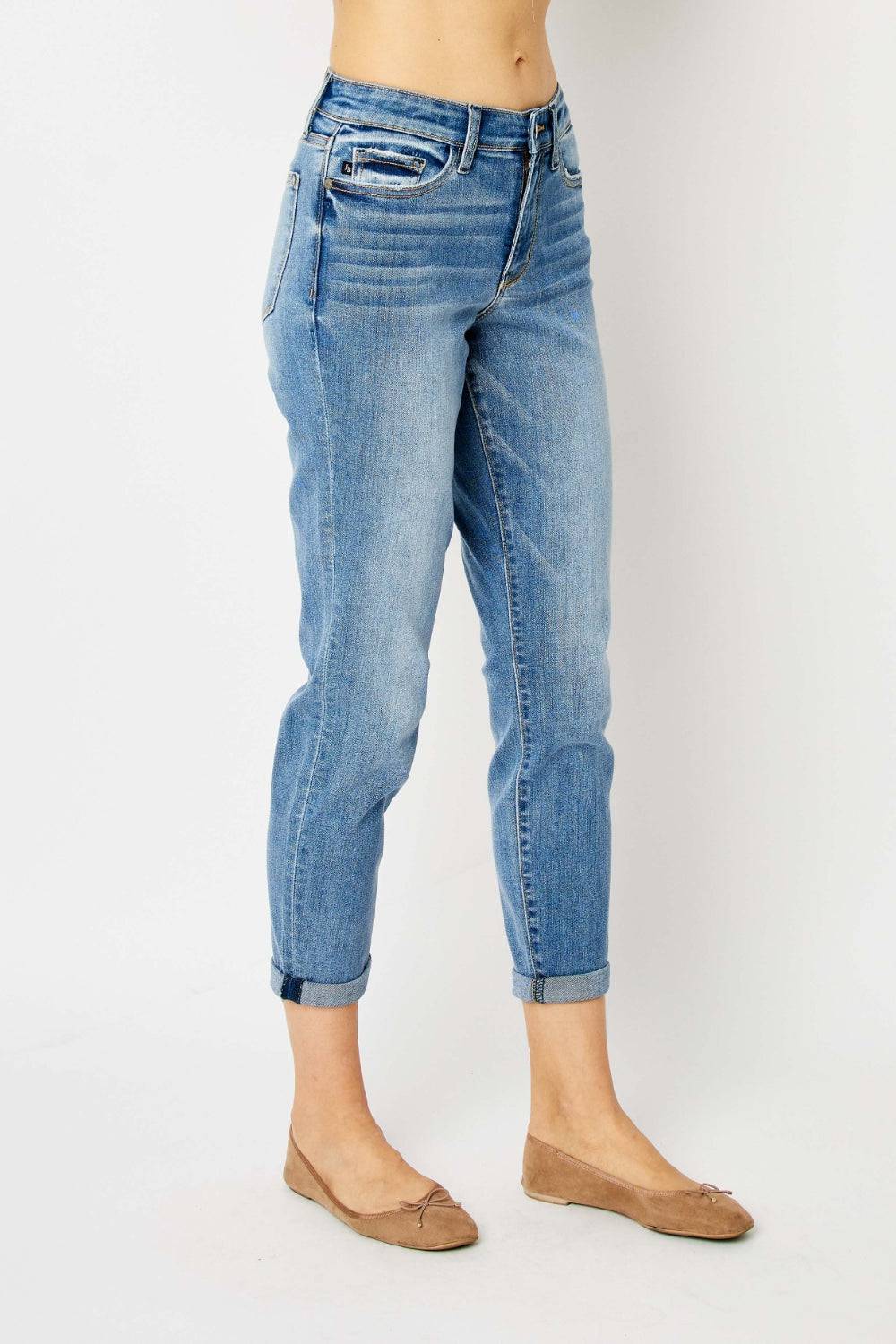 Judy Blue Full Size Cuffed Hem Slim Jeans - Siennasass