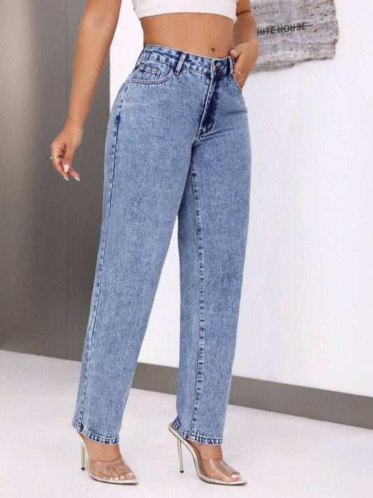 Mid-Rise Waist Jeans with Pockets - Siennasass