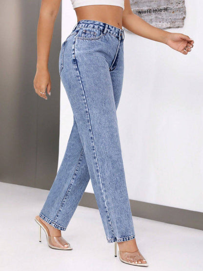 Mid-Rise Waist Jeans with Pockets - Siennasass
