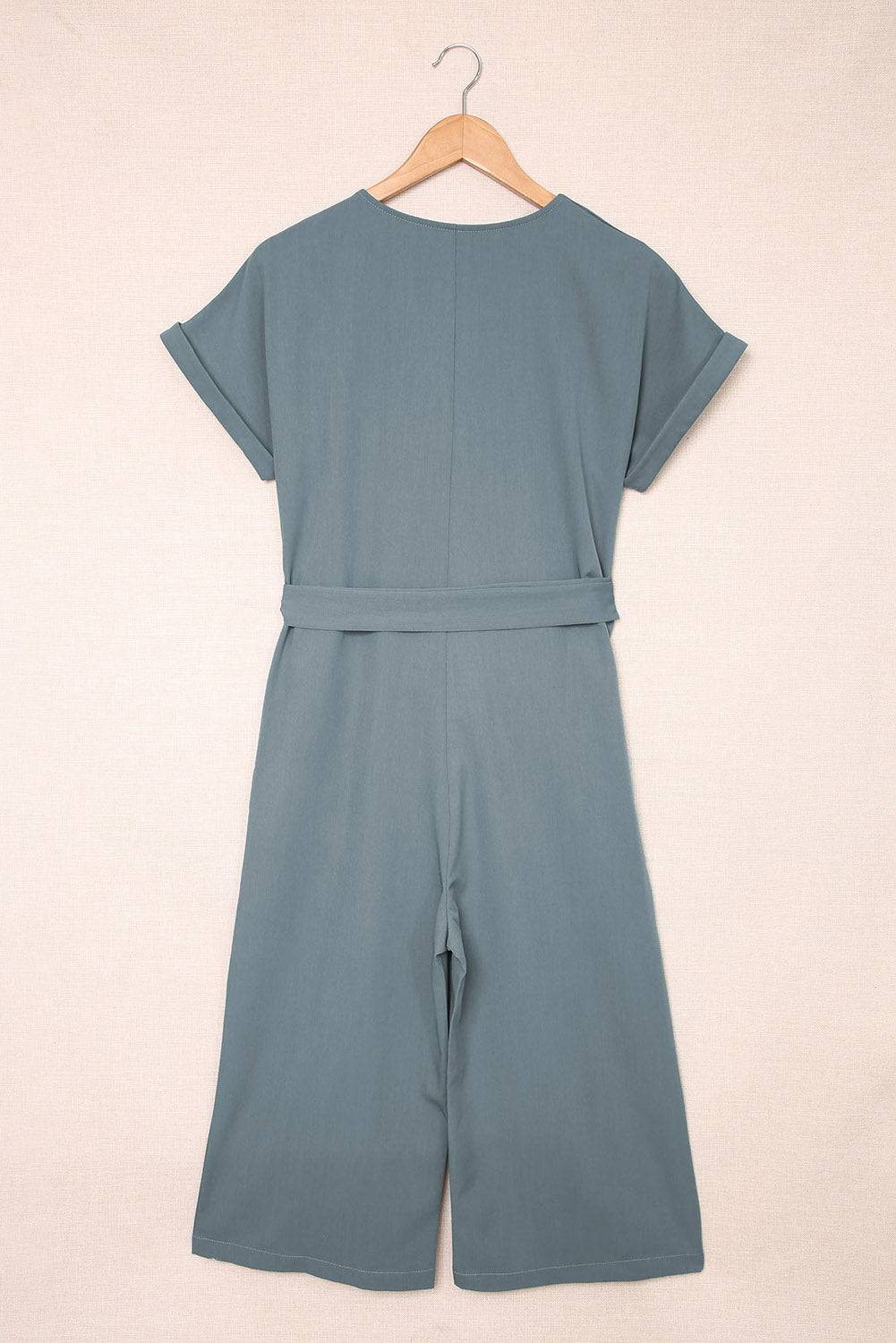 Tie-Waist Buttoned Cropped Jumpsuit - Siennasass