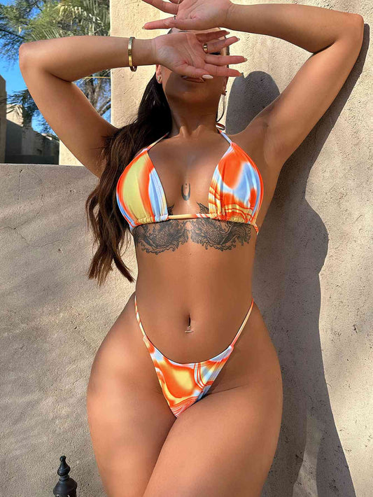 Multicolored Drawstring Ruched Three-Piece Swim Set - Siennasass