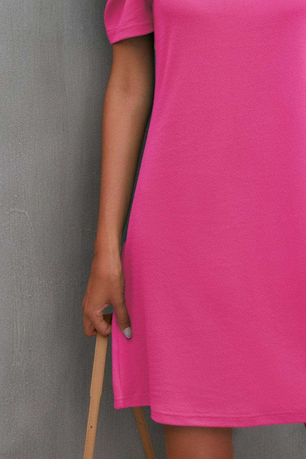 Round Neck Puff Sleeve Mini Dress - Siennasass