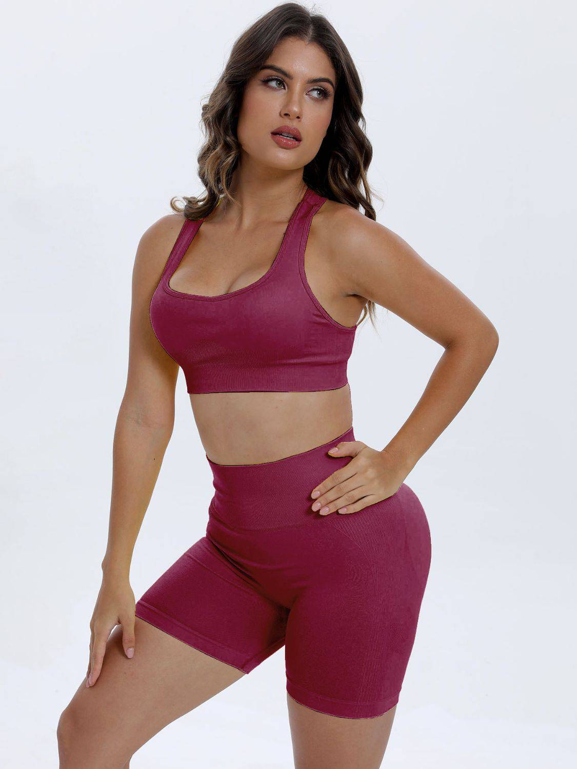Scoop Neck Wide Strap Top and Shorts Active Set - Siennasass