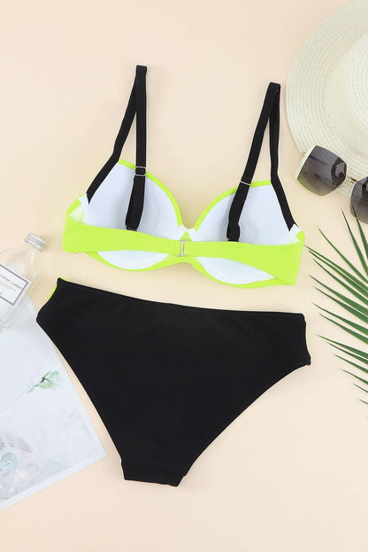 Contrast Sweetheart Neck Bikini Set - Siennasass