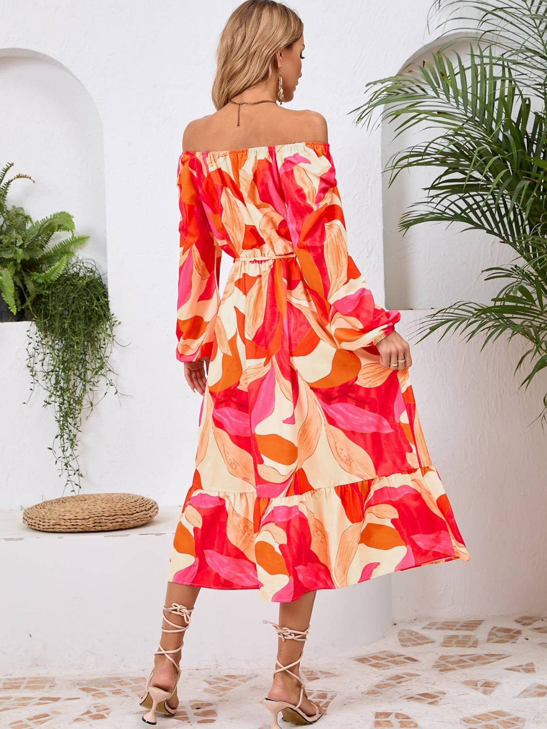 Printed Long Sleeve Midi Dress - Siennasass