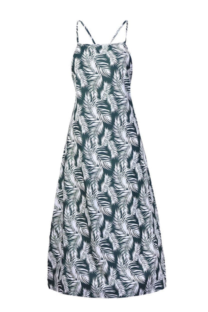 Slit Crisscross Printed Sleeveless Cami Dress - Siennasass