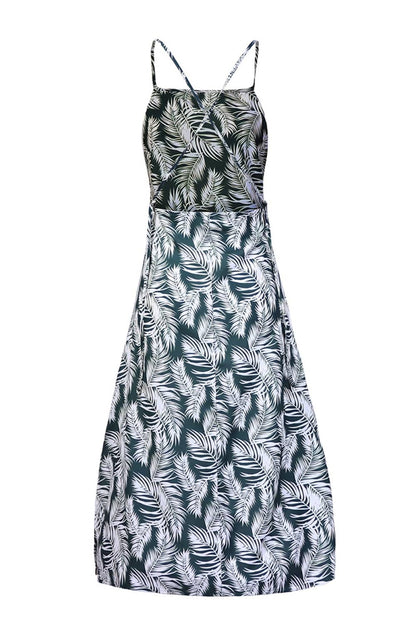 Slit Crisscross Printed Sleeveless Cami Dress - Siennasass
