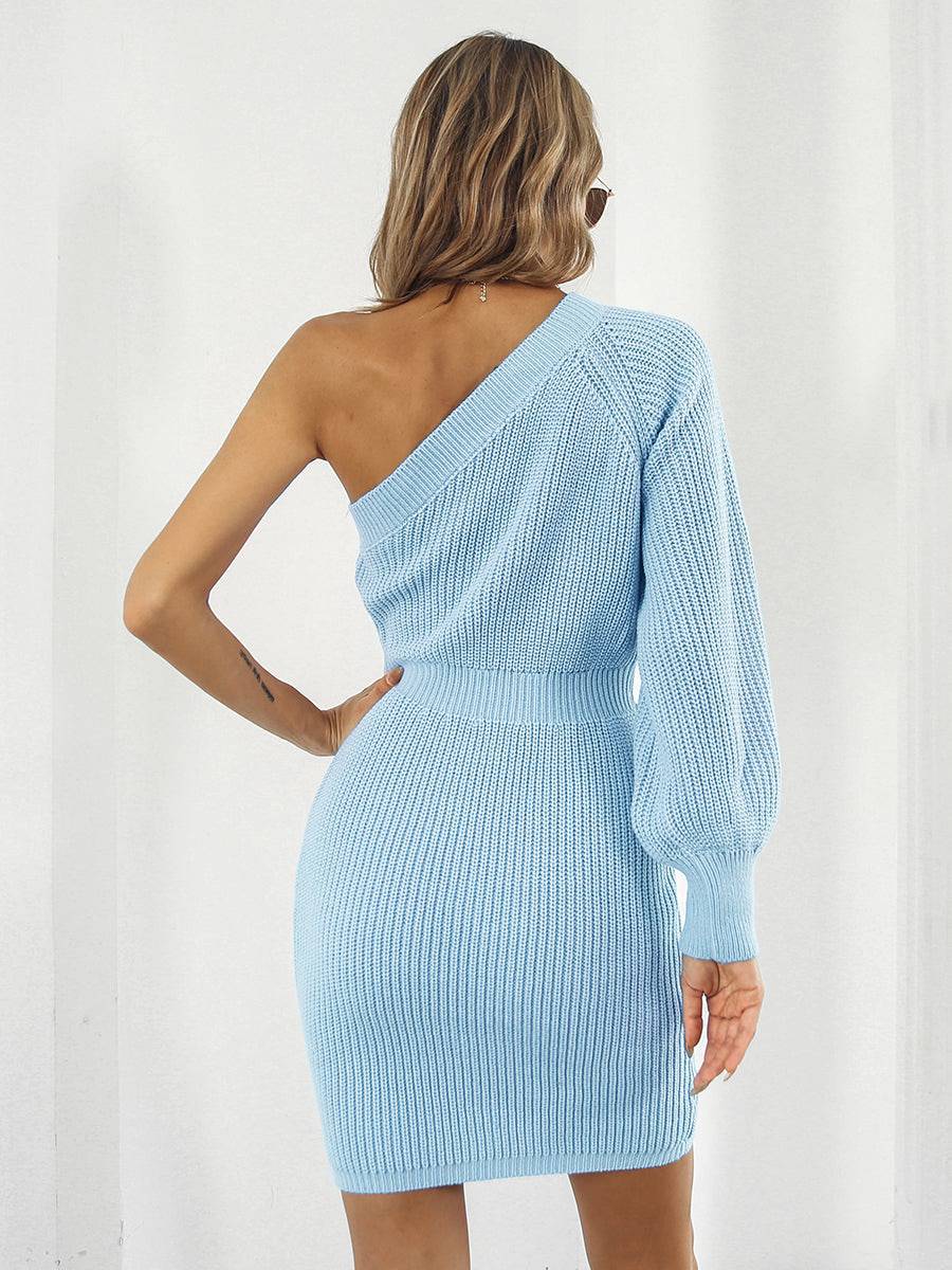 One-Shoulder Mini Sweater Dress