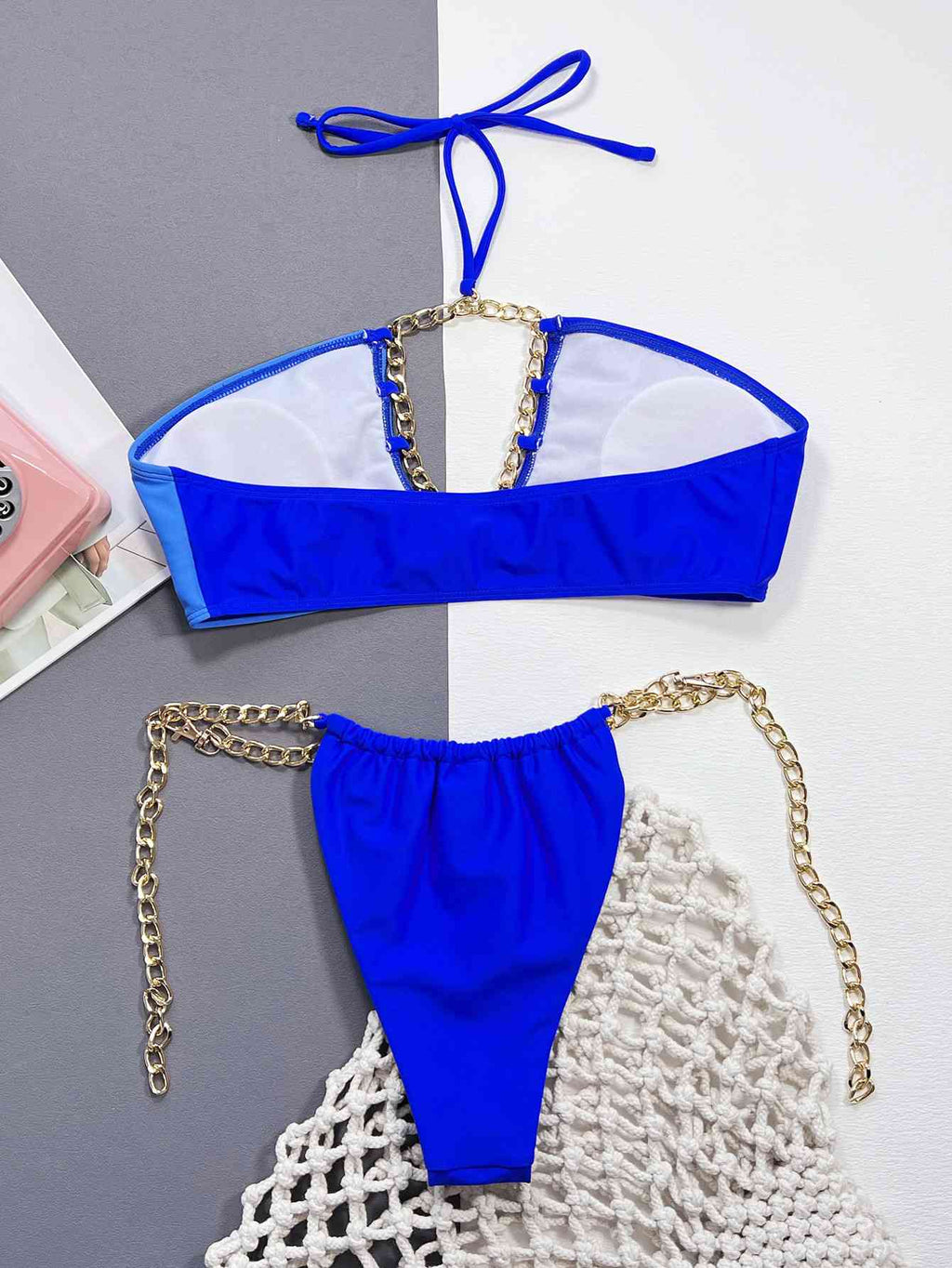 Chain Detail Halter Neck Bikini Set - Siennasass