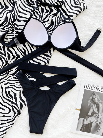 Crisscross Halter Neck Bikini Set - Siennasass
