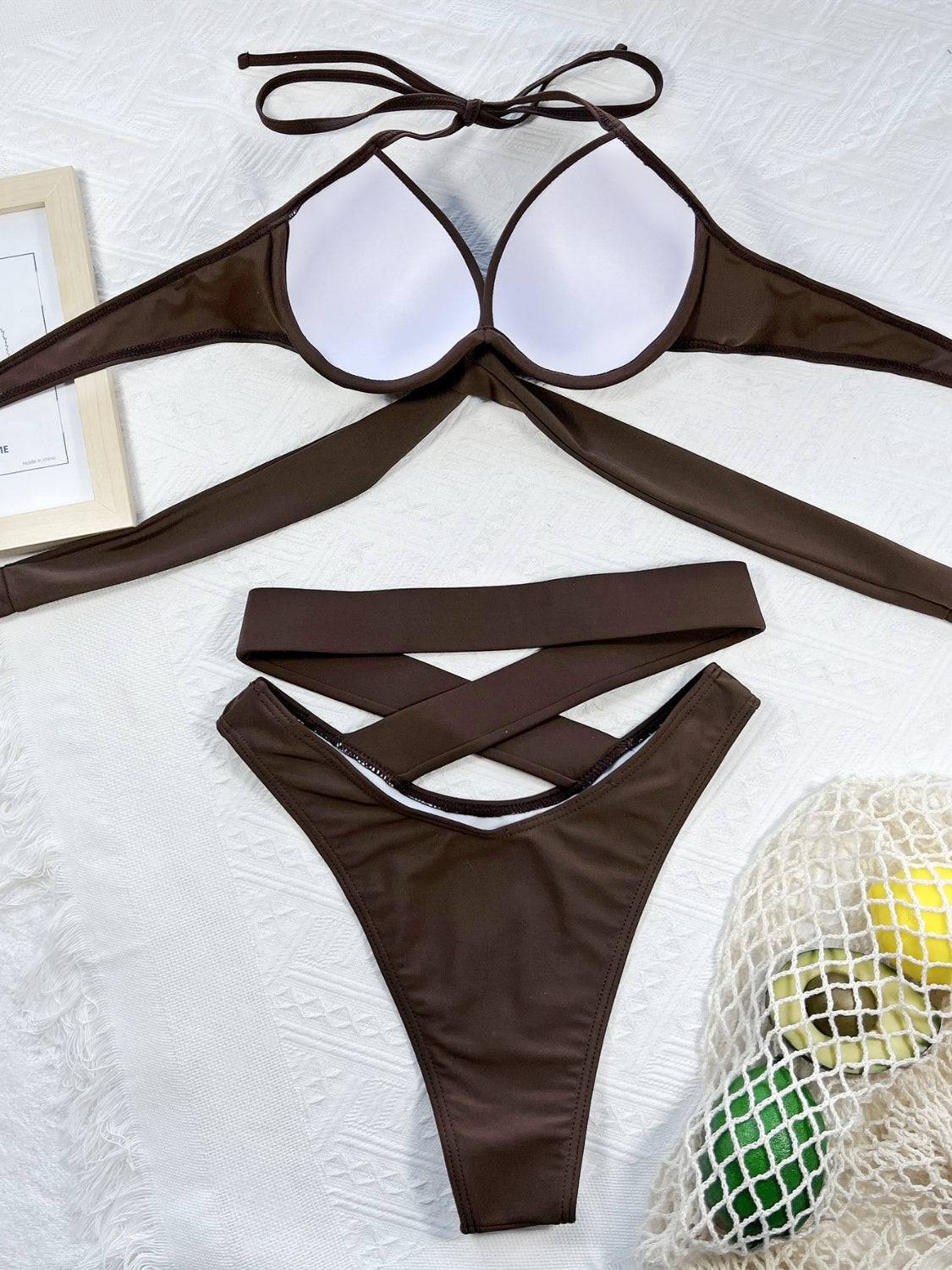 Crisscross Halter Neck Bikini Set - Siennasass