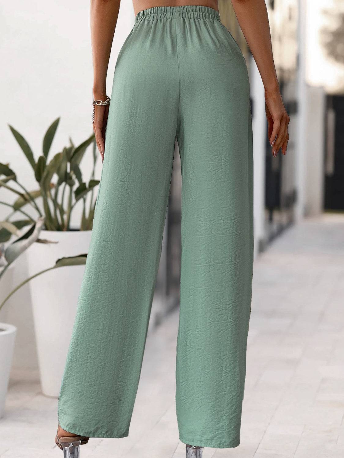 Tied High Waist Wide Leg Pants - Siennasass