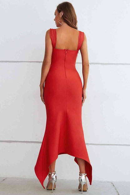 Ruched Sweetheart Neck Hem Detail Dress - Siennasass