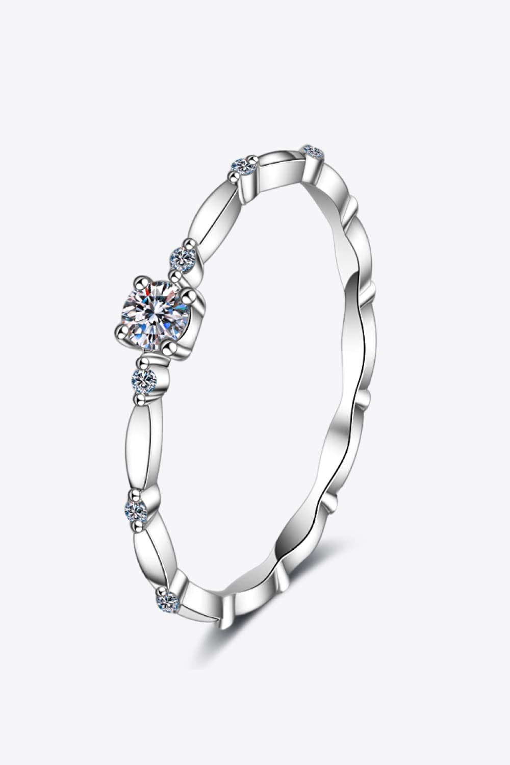 Moissanite 925 Sterling Silver Rhodium-Plated Ring - Siennasass