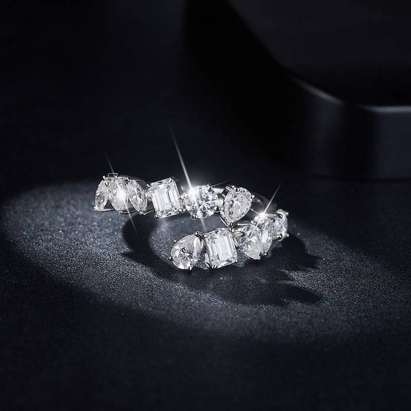 2.6 Carat Moissanite 925 Sterling Silver Bypass Ring - Siennasass