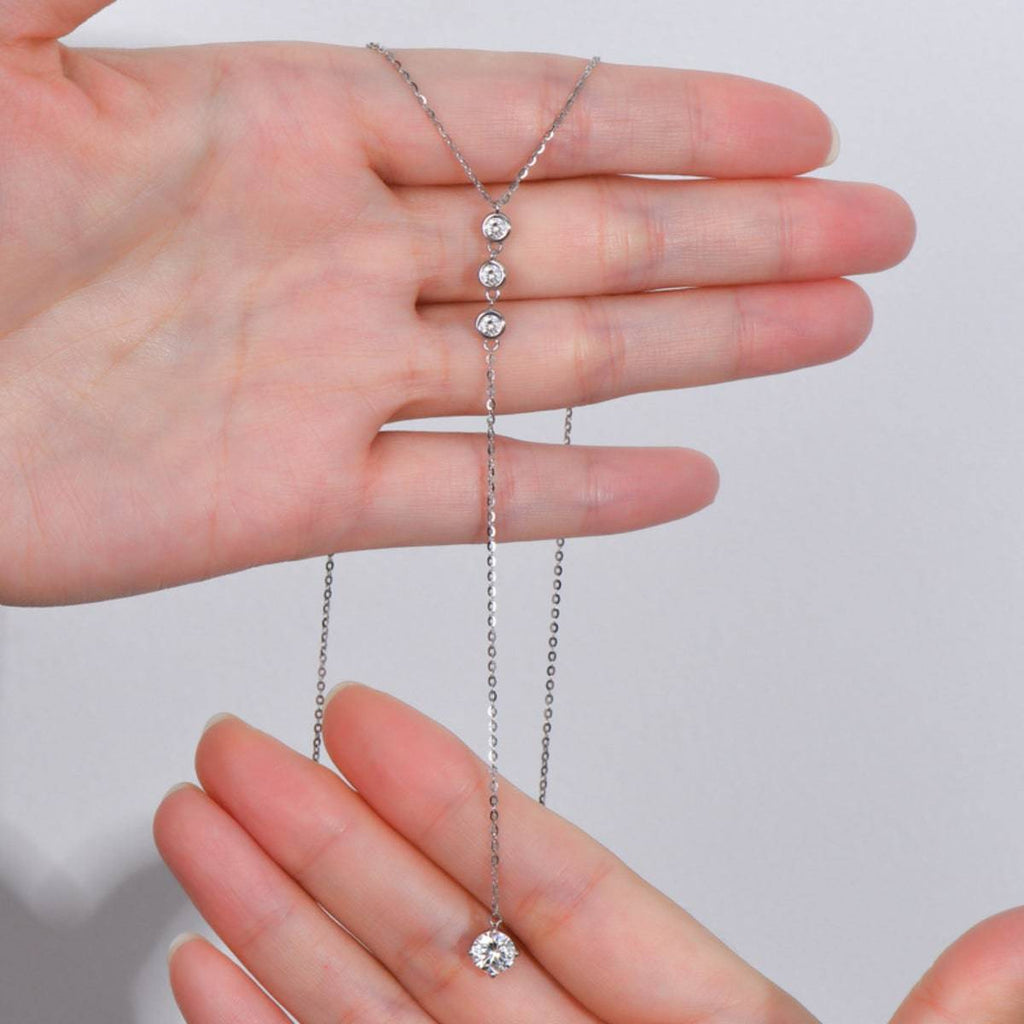 1.3 Carat Moissanite 925 Sterling Silver Drop Necklace - Siennasass