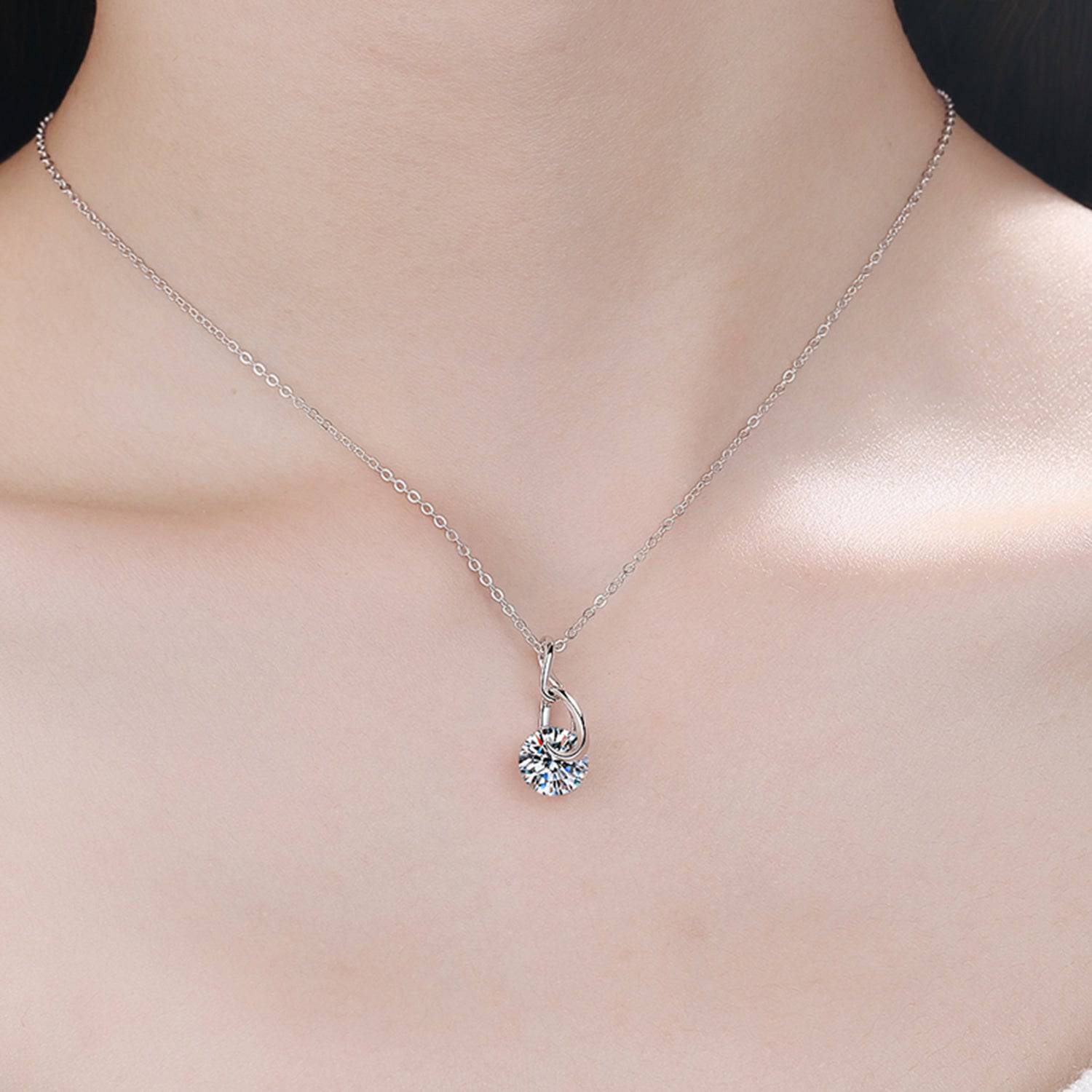 2 Carat Moissanite 925 Sterling Silver Necklace - Siennasass