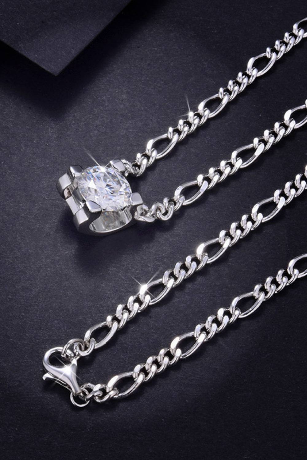2 Carat Moissanite 925 Sterling Silver Pendant Necklace - Siennasass