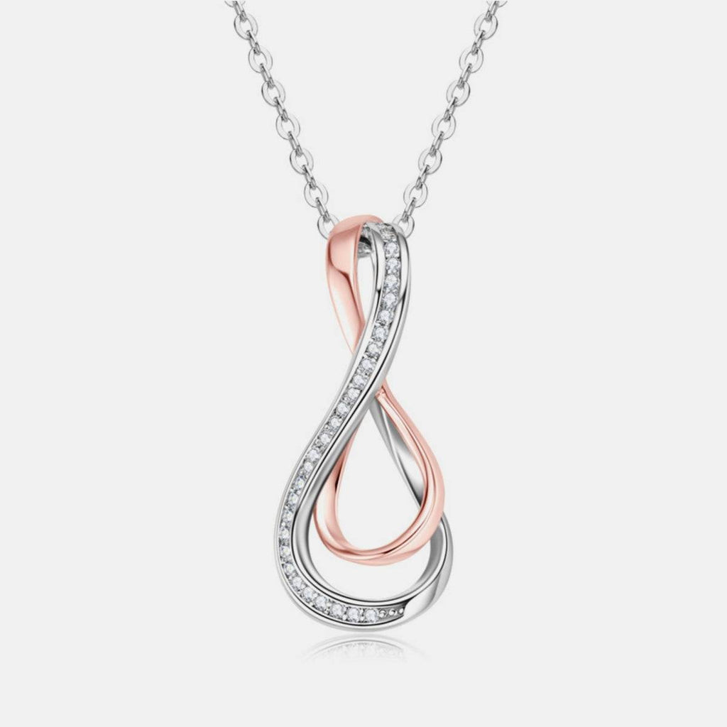 925 Sterling Silver Inlaid Moissanite Infinity Pendant Necklace - Siennasass