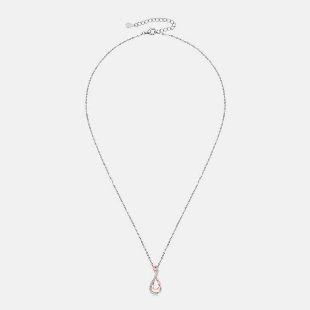 925 Sterling Silver Inlaid Moissanite Infinity Pendant Necklace - Siennasass