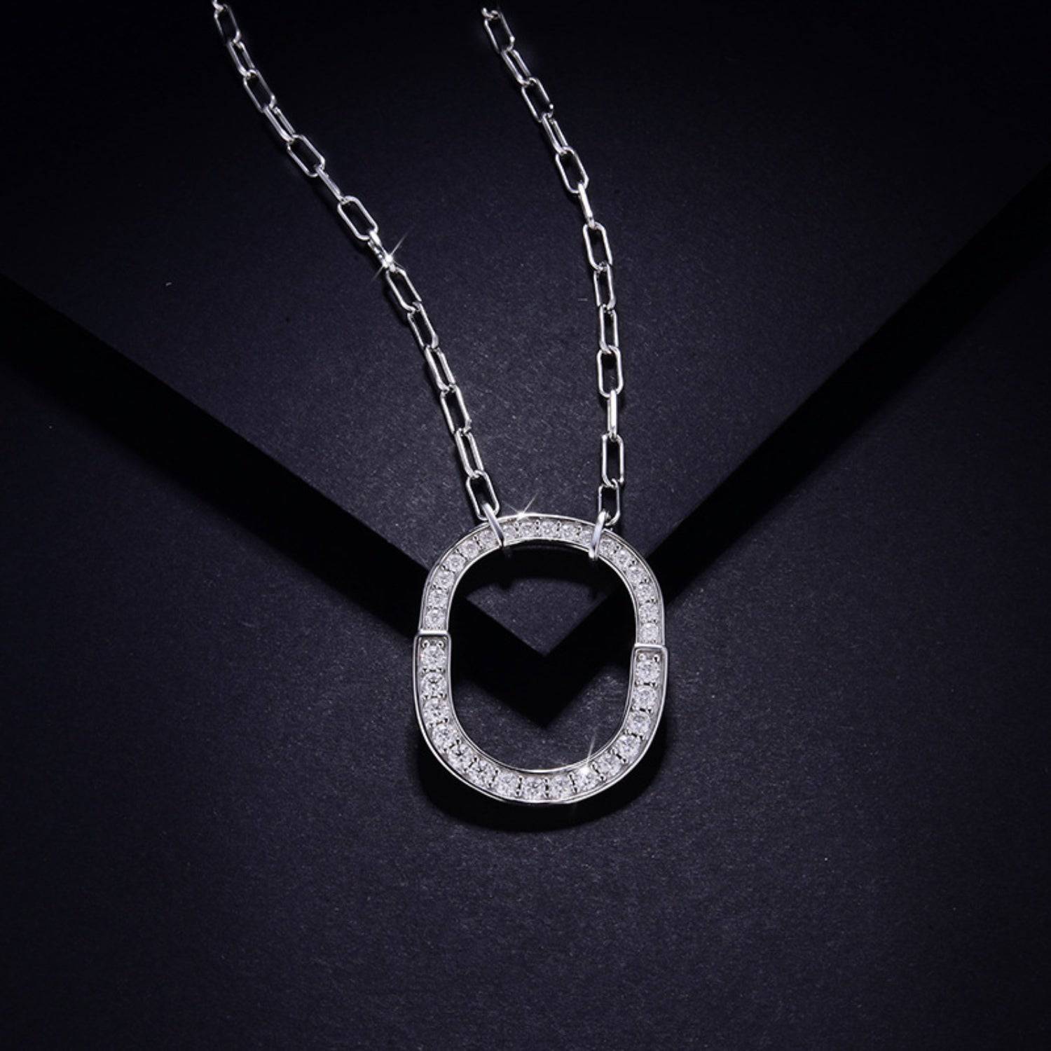 925 Sterling Silver Inlaid Moissanite Pendant Necklace - Siennasass