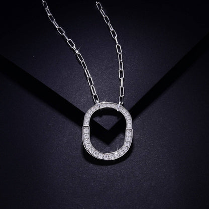925 Sterling Silver Inlaid Moissanite Pendant Necklace - Siennasass