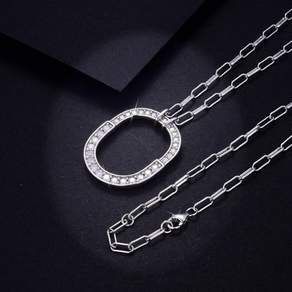 925 Sterling Silver Inlaid Moissanite Pendant Necklace - Siennasass